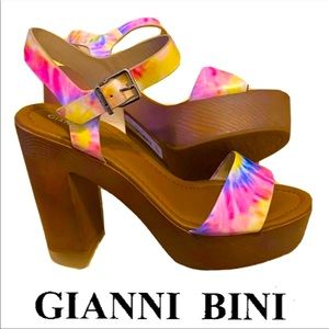 Gianni Bini NEW IN BOX Palmeera Platform Block Heel Sandals 🌈BRIGHT MULTI SZ 9